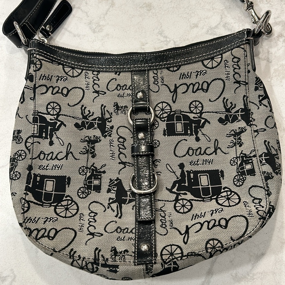 COACH F14036 Chelsea Canvas & Leather Horse & Carriage Shoulder Bag - Picture 2 of 14